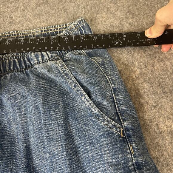 GAP Denim High Rise Wide Leg Cargo Pants Women’s Medium Blue Jeans Elastic Waist - Picture 6 of 9